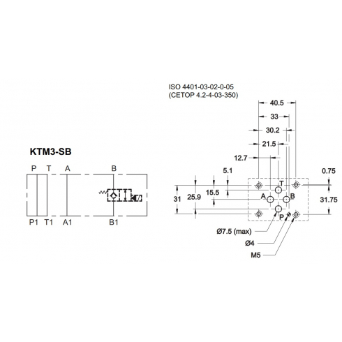 Плита стальная для клапана КТ08 в канале B DUPLOMATIC MS S.p.a. KTM3-SB/10N