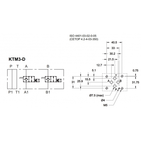 Плита стальная для 2-х клапанов КТ08 DUPLOMATIC MS S.p.a. KTM3-D/10N, в каналах А и В электрогидрозамки