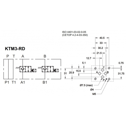 Плита стальная  для 2-х клапанов КТ08 в каналах А и В DUPLOMATIC MS S.p.a. KTM3-RD/10N