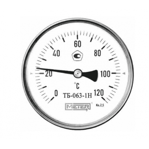 Термометр биметаллический общетехнический накладной МЕТЕР ТБ-1Н-63-0...120-2,5