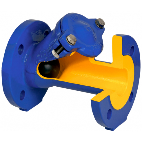 Клапан обратный шаровой чугунный фланцевый ZETKAMA 400D-050-С-55 Ру16 Ду50 (PN16 DN50 )