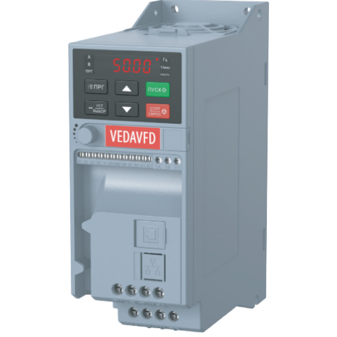 Преобразователь частоты VEDA VF-51 VF-51-P1K5-0007-S2-E20-B-H (1,5 кВт 7 A 1ф 220 В)