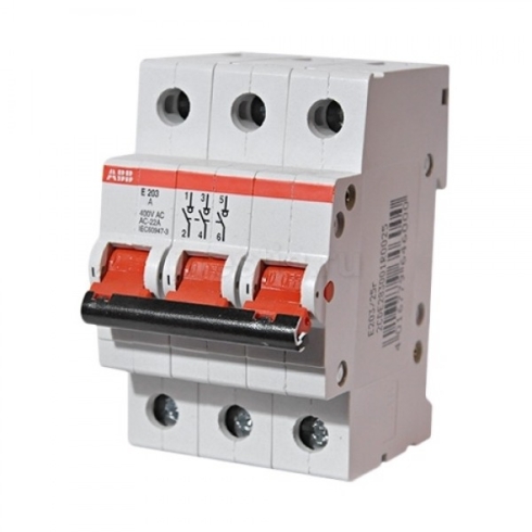 Рубильник 3пол. E203r 16A рычаг красный ABB 2CDE283001R0016