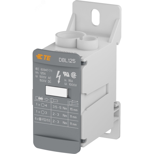 Блок DBL125 распределительный, 125А, 1 -полюсный TEConnectivity (АВВ 1SNL312510R0000)