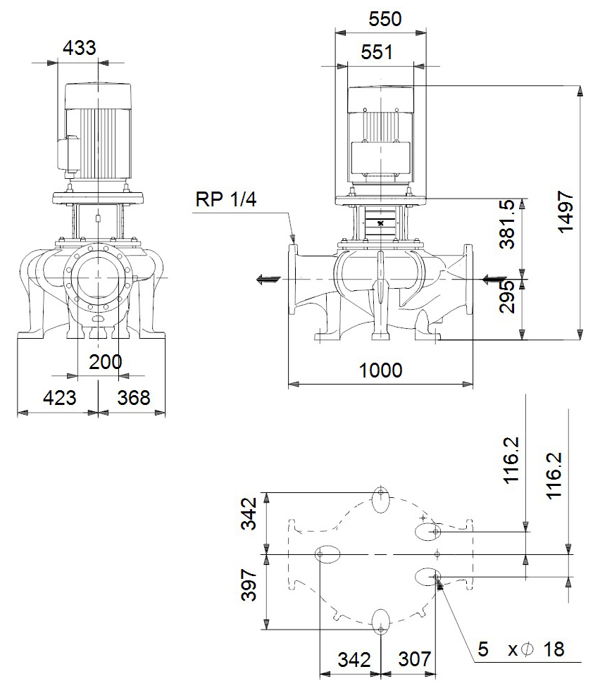 Центробежный насос Grundfos TP 200-470/4 A-F-A-BQQE-VX3 96306167