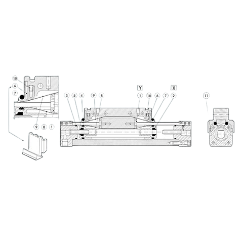 Комплект колодок для бесштокового цилиндра Metalwork  0090255060