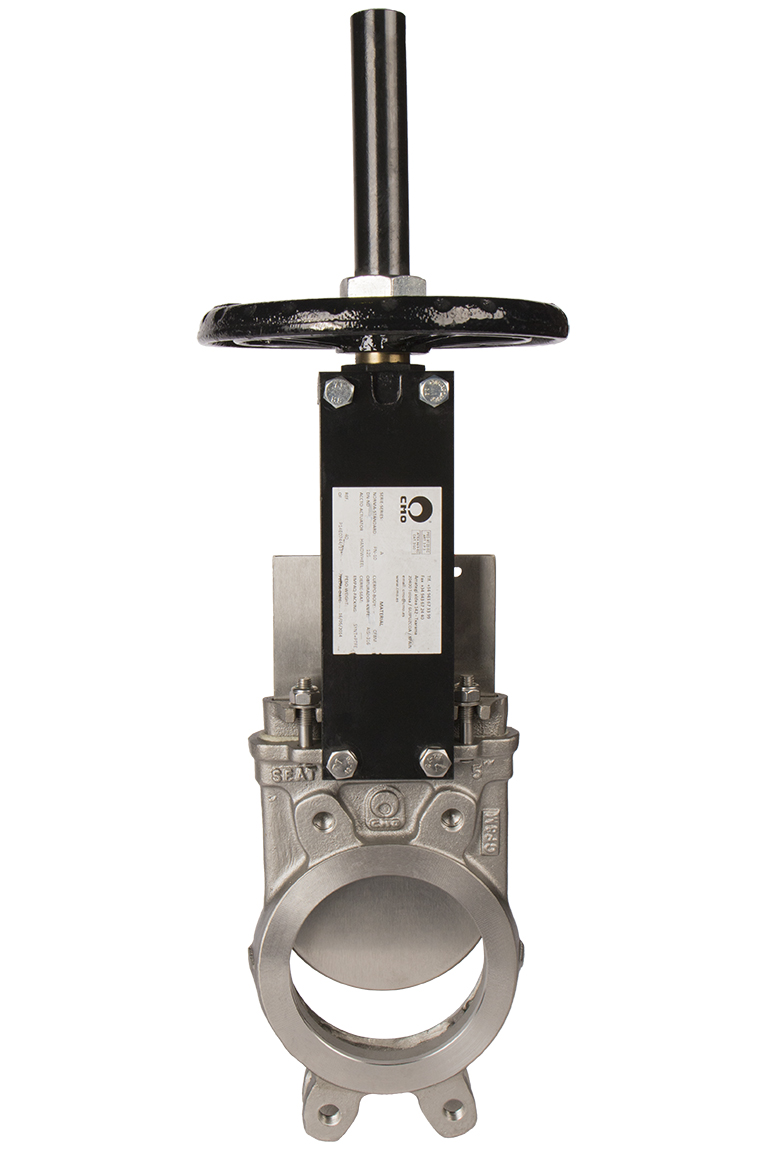 Задвижка шиберная нержавеющая сталь межфланцевая со штурвалом СМО A-02 ...