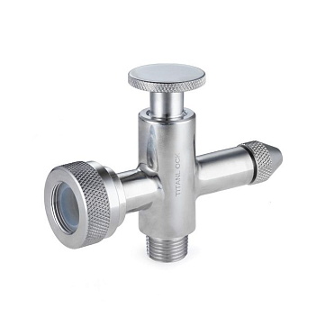 Нижний кран уровнемера с пробоотборником TITAN LOCK DN15 (трубка 20мм), нерж. 304, TL015LTLS