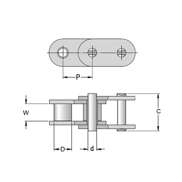 Цепь приводная роликовая однорядная ISKRA 16B-1