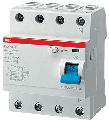 Устройство защитного отключения 4п 100А 100мА тип AC F204 ABB 2CSF204001R2900